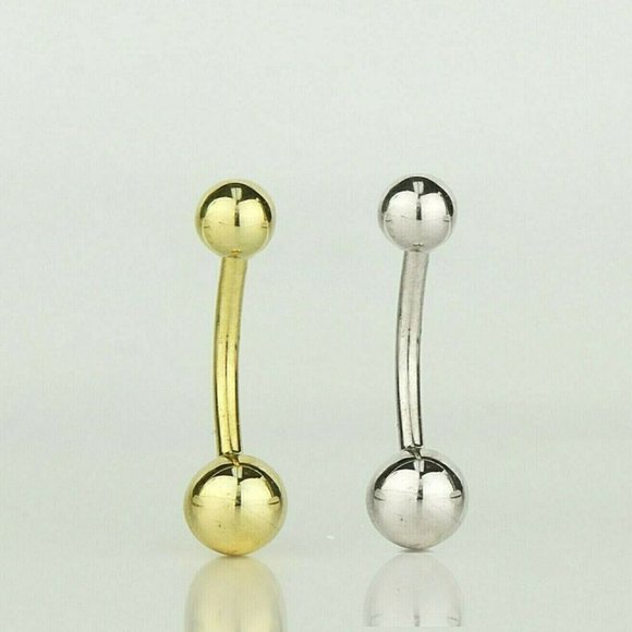 Solid 14k Yellow or White Gold Belly Button Ball Body Jewelry Piercing - Picture 2 of 7